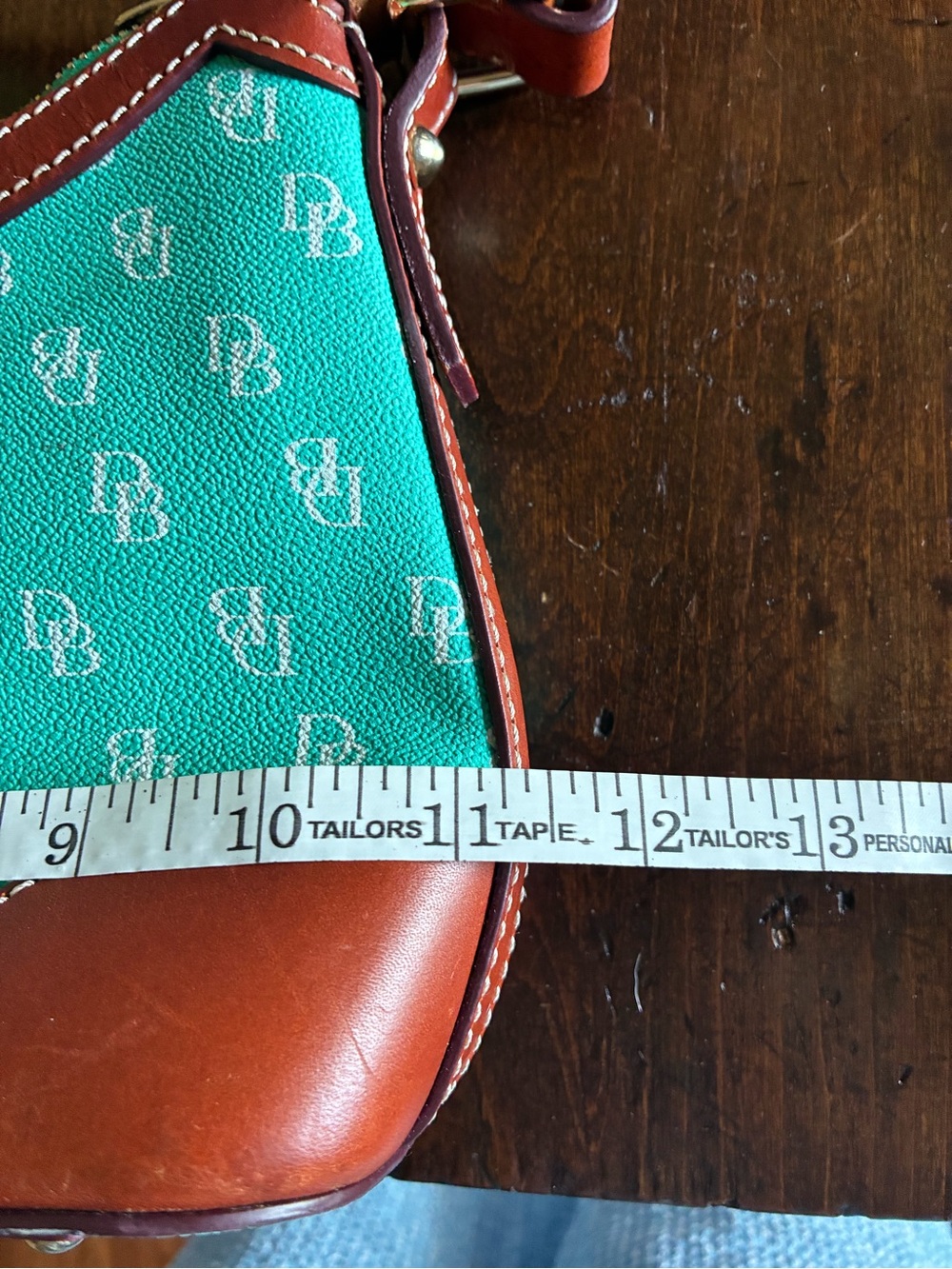 Vtg Dooney & Bourke Greta Small Teal Turqoise Signature Hobo SoHo Baguette Purse - Picture 9 of 10